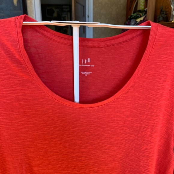 J jill Pima dipped hem tunic in orange red. Worn 2x - Picture 4 of 6
